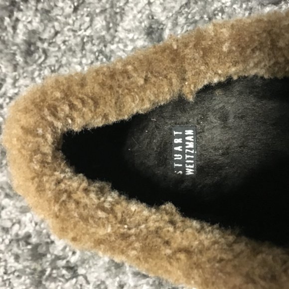 Stuart Weitzman suede fur lined shoes with buckle - Picture 7 of 9